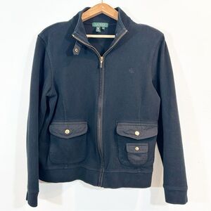 Ralph Lauren | Black Zip Up Women’s Racer Utility Knit Jacket